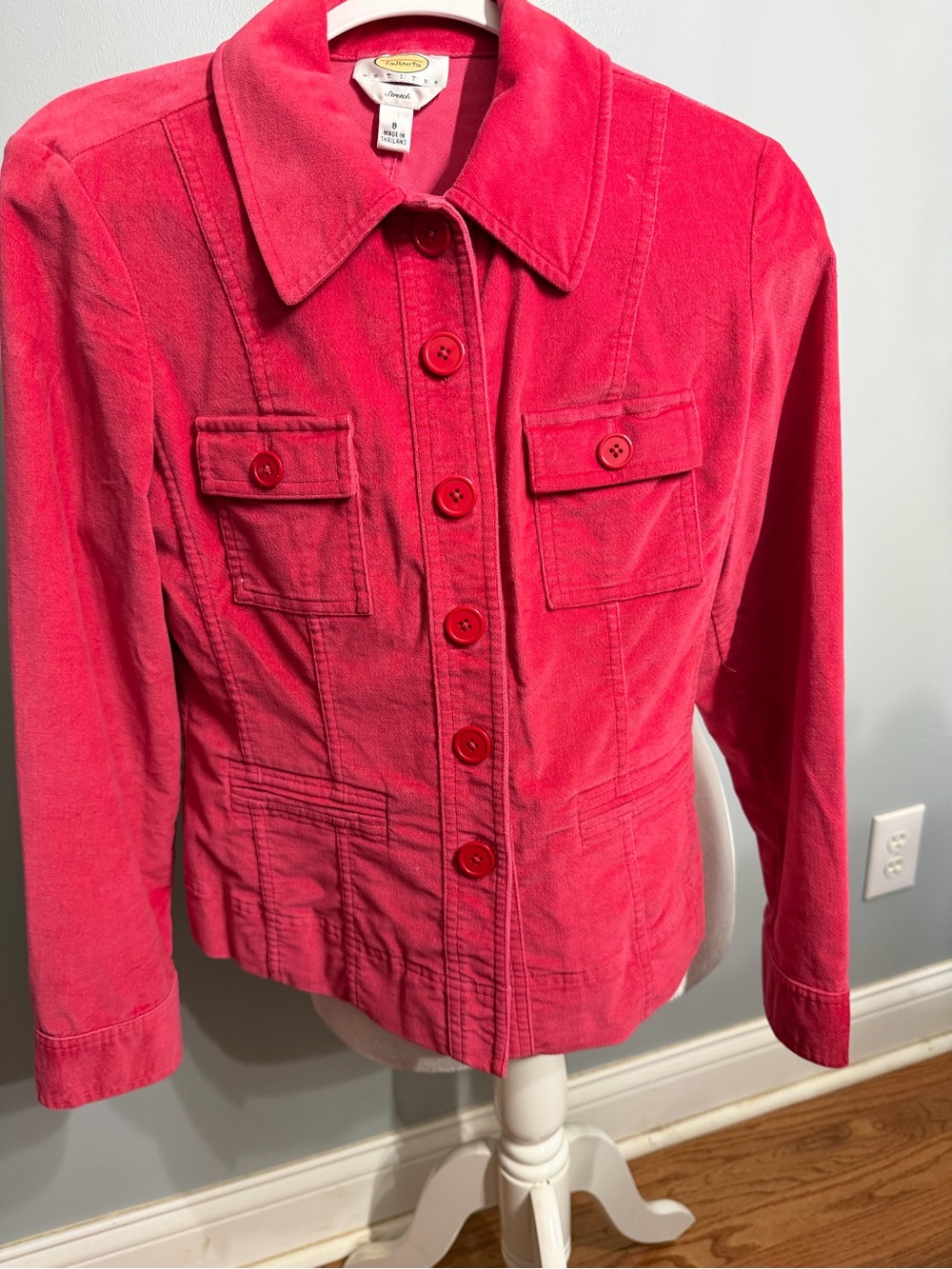 Talbots Vibrant Pink ( raspberry) Button Jacket in velour